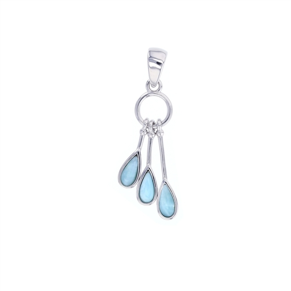 925 Sterling Silver Larimar Triple Teardrop Pendant 2 gm